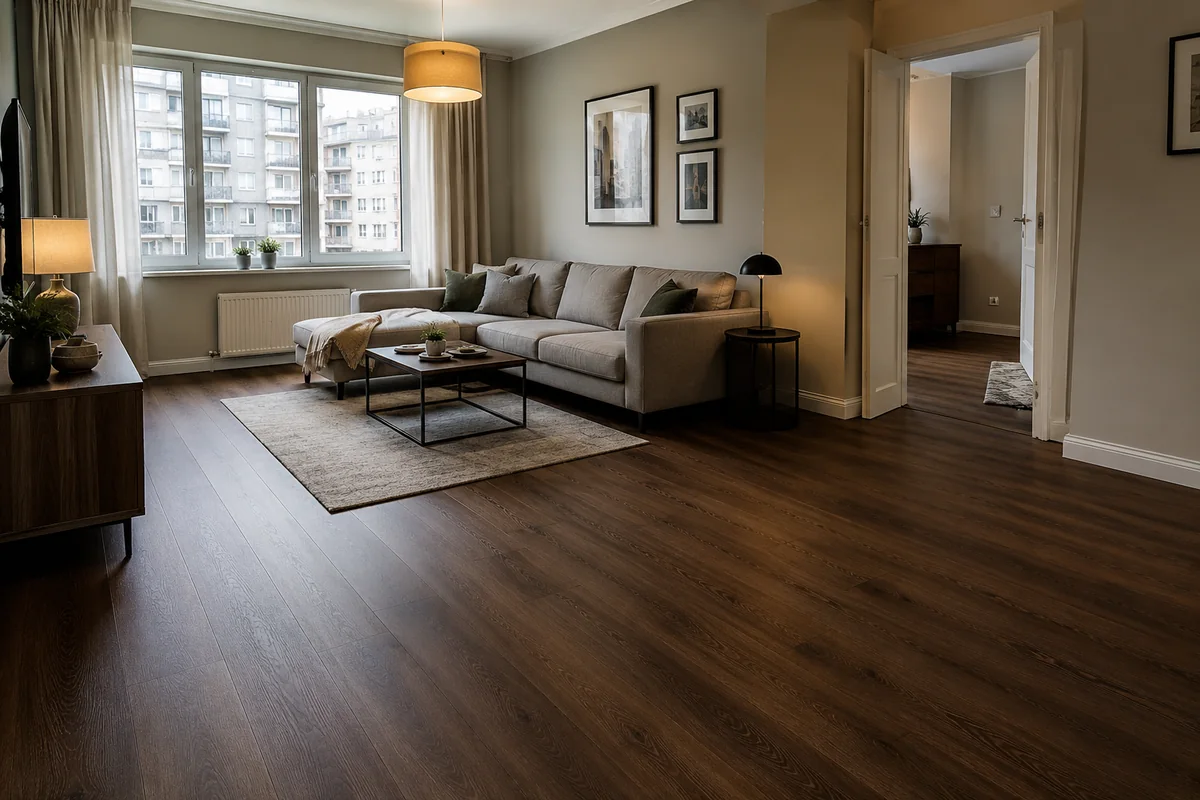 Koyu meşe laminat parke salon